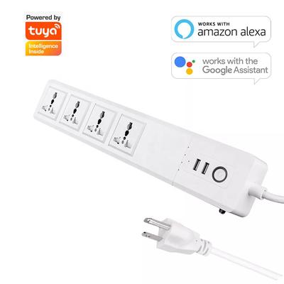 سوکت برق وای فای هوشمند Tuya UK EU US نوع 4 AC 4 سوکت کابل افزودنی USB 1.5 متری