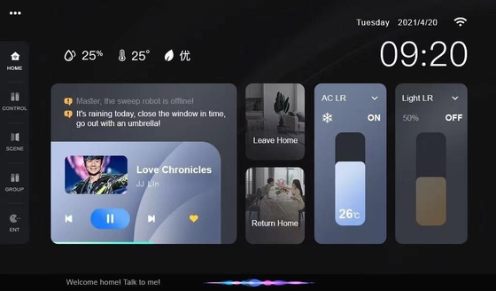 کنترل پنل هوشمند تویا وای فای 7 اینچی چند کاره BLE Music Wall Smart Zigbee Gateway