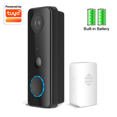 زنگ درب صوتی هوشمند Tuay Wifi HD 1080p IP65 ضد آب PIR داخلی باتری دو طرفه