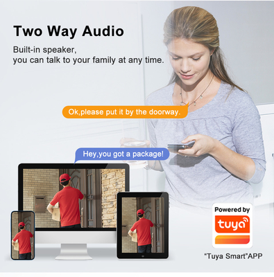 زنگ درب صوتی هوشمند Tuay Wifi HD 1080p IP65 ضد آب PIR داخلی باتری دو طرفه