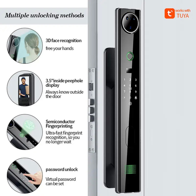 4200mah باتری لیتیوم بزرگ قفل درب هوشمند با دوربین نظارت چشم گربه