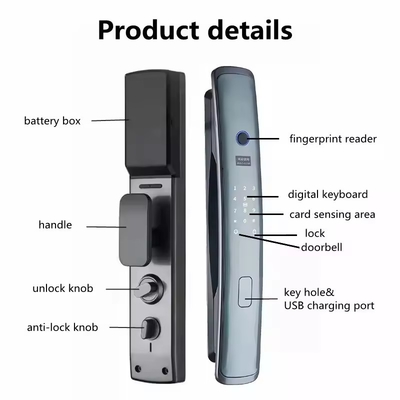 گلومارکت Smart Tuya Wifi قفل درب آوتوماتیک آلارم اثر انگشت APP هوشمند کلید رمز عبور دیجیتال امنیت قفل اتوماتیک