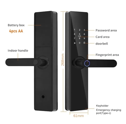 گلومارکت تویا TTlock اثر انگشت رمز عبور دیجیتالی آپارتمان اتاق خانه Cerraduras Inteligentes امنیت قفل درب چوبی هوشمند
