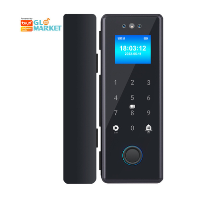 گلومارکت تویا هوشمند تشخیص چهره 3d وای فای قفل درب شیشه ای اثر انگشت کارت رمز عبور قفل درب شیشه ای الکترونیکی برای دفتر