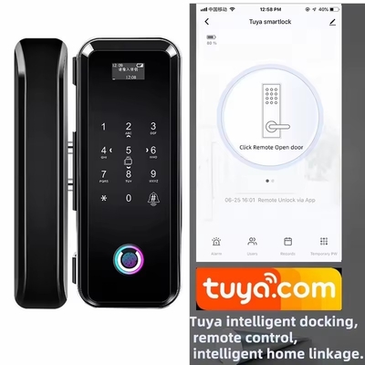 گلومارکت Smart Tuya Wifi قفل درب شیشه ای اثر انگشت کلید کلید دیجیتال رمز عبور قفل ارتباط هوشمند باز کردن از راه دور