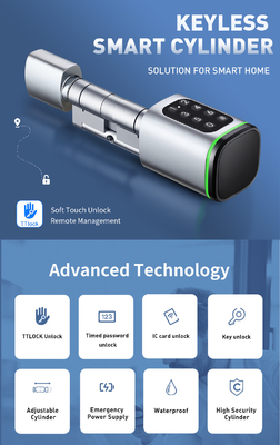 گلومارکت Tuya Ttlock Smart Digital Keyless Door Lock Cylinder Kombination Password &amp; Card قفل الکترونیک سلندر های قفل هوشمند