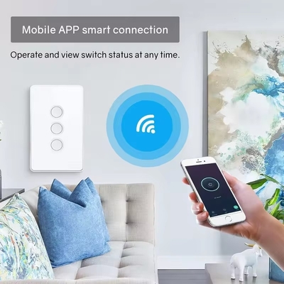 گلومارکت Tuya Zigbee/wifi EU شیشه خشکی دکمه خمیده لمسی روشنایی سوئیچ 1/2/3/4 باند Wifi Switch دیوار کار با گوگل الکسا