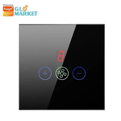 Glomarket Tuya Smart Wifi Ceiling Fan Switch Eu Standard Glass Touch Wall App کنترل از راه دور سوئیچ سرعت فن الکتریکی