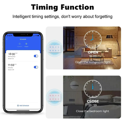 گلومارکت خانه هوشمند 8 گانگ سوئیچ دیواری استاندارد ایالات متحده APP صدای تویا کنترل از راه دور بی سیم سوئیچ دیوار لمس نور