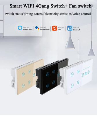گلومارکت تویا Smart Wall Touch Switch پانل شیشه ای چراغ الکتریکی و فن سوئیچ Smart Life کنترل صوتی الکسا