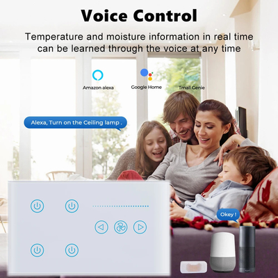 گلومارکت تویا Smart Wall Touch Switch پانل شیشه ای چراغ الکتریکی و فن سوئیچ Smart Life کنترل صوتی الکسا