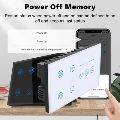 گلومارکت تویا Smart Wall Touch Switch پانل شیشه ای چراغ الکتریکی و فن سوئیچ Smart Life کنترل صوتی الکسا