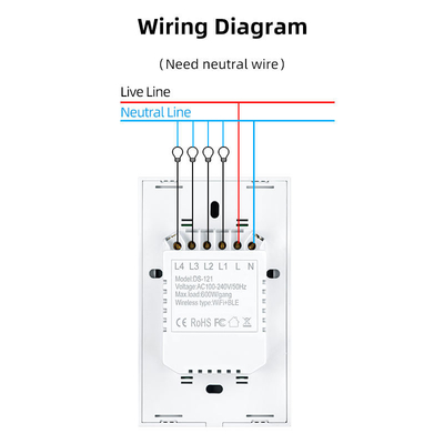 گلومارکت محصولات طراحی جدید تویا Smart Wifi Switch Wall Us صفحه لمسی شیشه ای استاندارد روشنای سوئیچ پشتیبانی اپلیکیشن کنترل از راه دور
