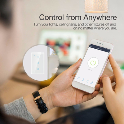 گلومارکت محصولات طراحی جدید تویا Smart Wifi Switch Wall Us صفحه لمسی شیشه ای استاندارد روشنای سوئیچ پشتیبانی اپلیکیشن کنترل از راه دور
