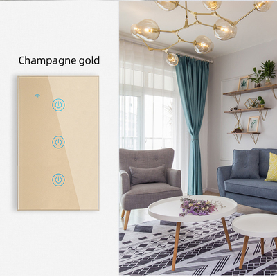 گلومارکت محصولات طراحی جدید تویا Smart Wifi Switch Wall Us صفحه لمسی شیشه ای استاندارد روشنای سوئیچ پشتیبانی اپلیکیشن کنترل از راه دور