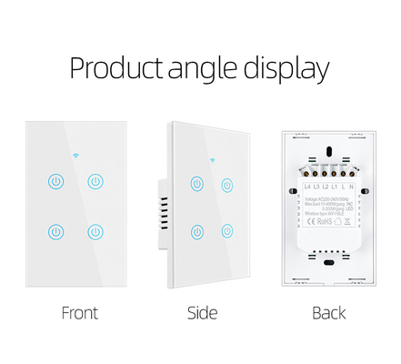 گلومارکت محصولات طراحی جدید تویا Smart Wifi Switch Wall Us صفحه لمسی شیشه ای استاندارد روشنای سوئیچ پشتیبانی اپلیکیشن کنترل از راه دور