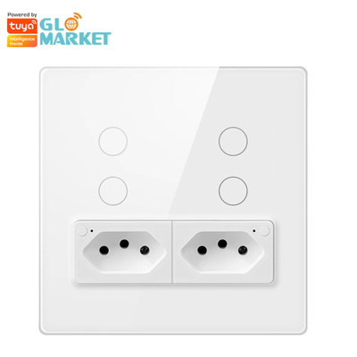 گلومارکت Smart Wifi برزیل استاندارد Smart Home تویا Smart 4 Gang Switch And Socket Wifi Smart Wall Socket با الکسا کار می کند