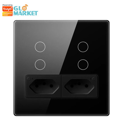 گلومارکت Smart Wifi برزیل استاندارد Smart Home تویا Smart 4 Gang Switch And Socket Wifi Smart Wall Socket با الکسا کار می کند