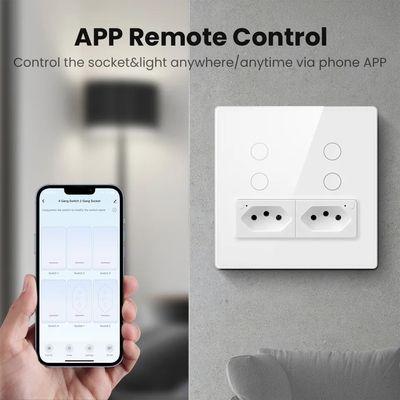 گلومارکت Smart Wifi برزیل استاندارد Smart Home تویا Smart 4 Gang Switch And Socket Wifi Smart Wall Socket با الکسا کار می کند