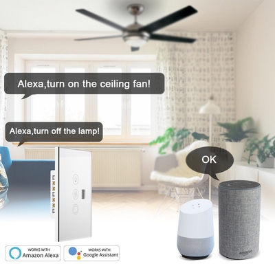 گلومارکت Tuya Wifi Smart Fan Switch Tuya Smart Switch فان سرعت نور روشن و خاموش کنترل صوتی کنترل EU / US استاندارد